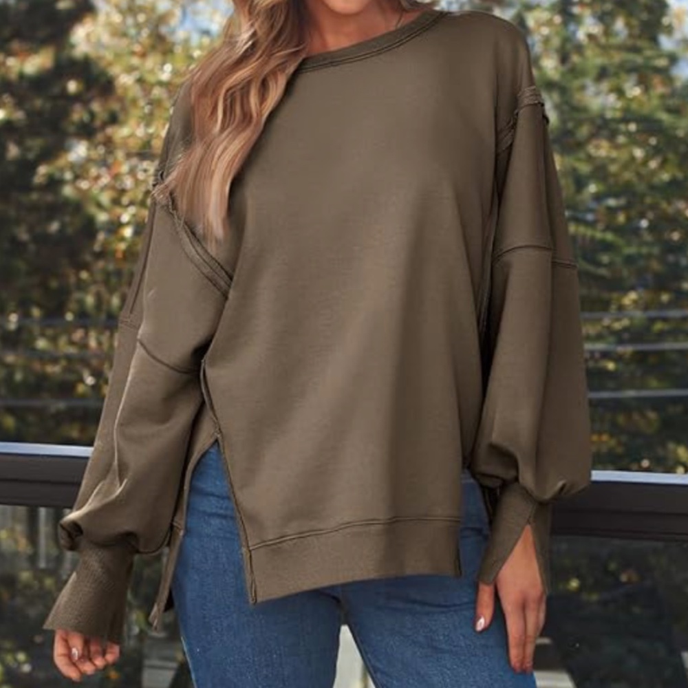 Women’s Bailey Dropped Shoulder Oversized Sweatshirt in Mocha various NWT - Picture 2 of 7